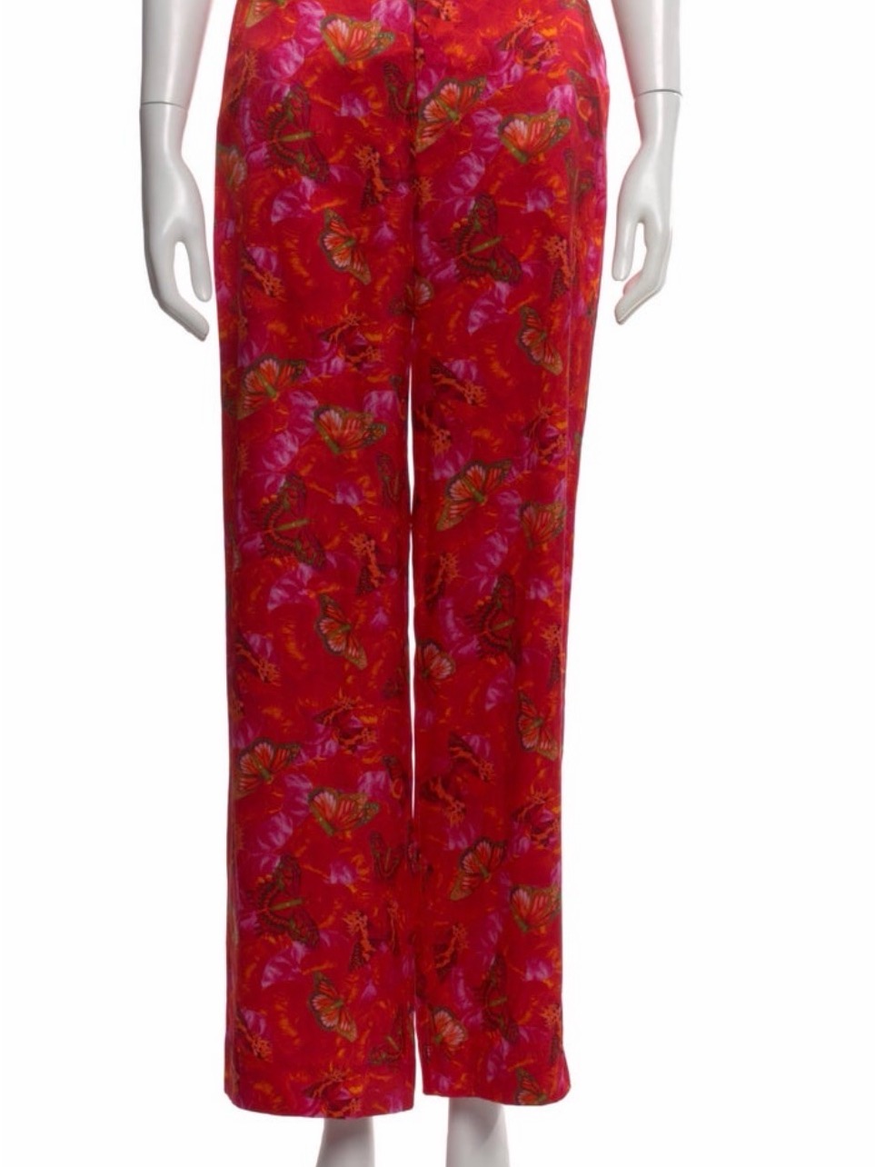 L'agence Red Floral-Print Wide Leg Trousers